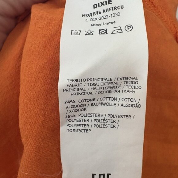 Dixie Italy Orange Eyelet Embroidered Dress Ruffle Sleeve Womens Size Medium - Picture 9 of 9